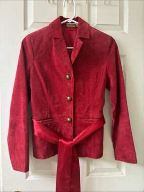 🌷3 for $25🌷Ruff Hewn, US S, Red Suede Blazer With Detachable Sash Belt
